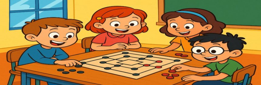 otroci igrajo namizni igro